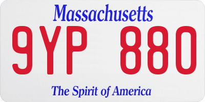 MA license plate 9YP880
