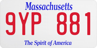 MA license plate 9YP881