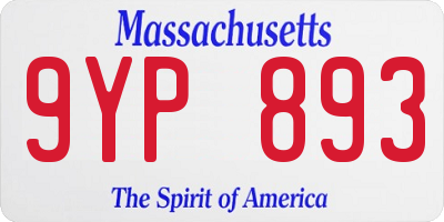 MA license plate 9YP893