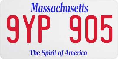 MA license plate 9YP905