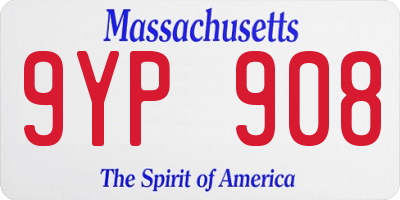 MA license plate 9YP908