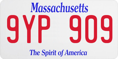 MA license plate 9YP909