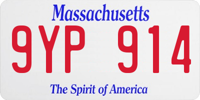 MA license plate 9YP914