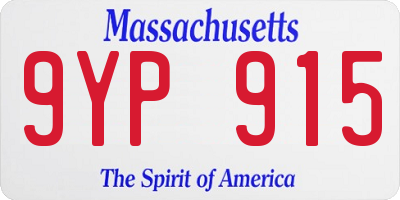 MA license plate 9YP915