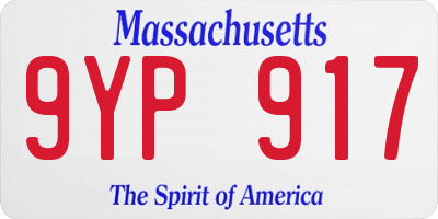 MA license plate 9YP917