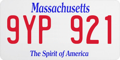 MA license plate 9YP921