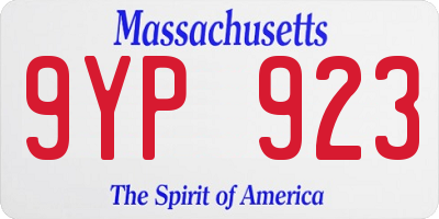 MA license plate 9YP923