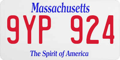 MA license plate 9YP924