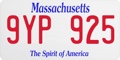 MA license plate 9YP925