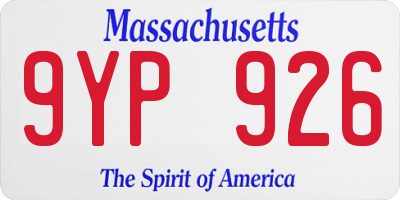 MA license plate 9YP926