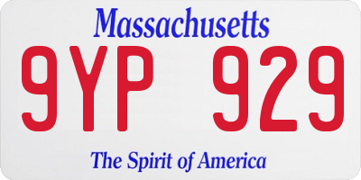 MA license plate 9YP929