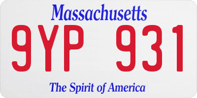 MA license plate 9YP931