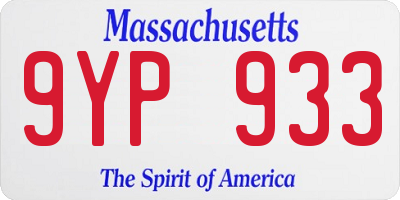 MA license plate 9YP933