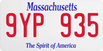 MA license plate 9YP935