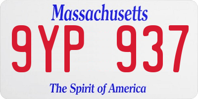 MA license plate 9YP937