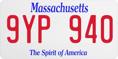 MA license plate 9YP940