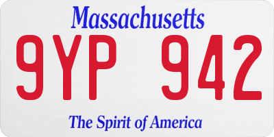 MA license plate 9YP942