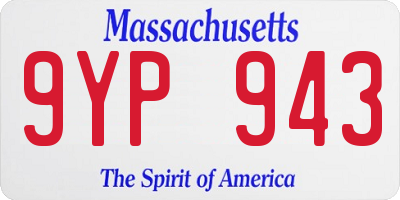 MA license plate 9YP943