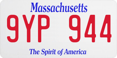 MA license plate 9YP944