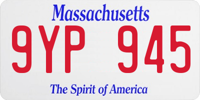 MA license plate 9YP945