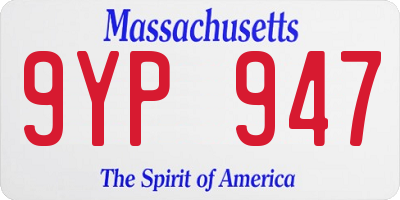 MA license plate 9YP947