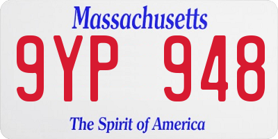 MA license plate 9YP948