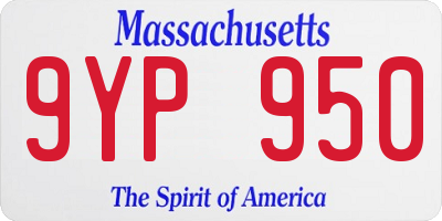 MA license plate 9YP950