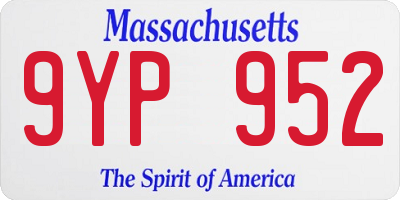 MA license plate 9YP952