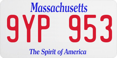 MA license plate 9YP953