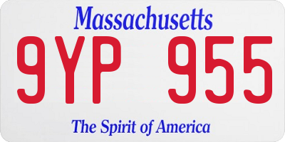 MA license plate 9YP955