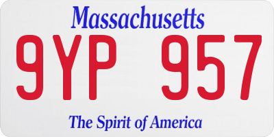 MA license plate 9YP957