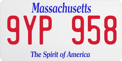 MA license plate 9YP958