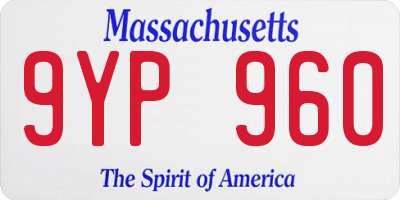 MA license plate 9YP960