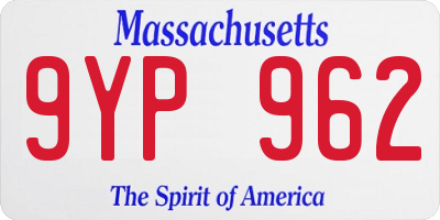 MA license plate 9YP962