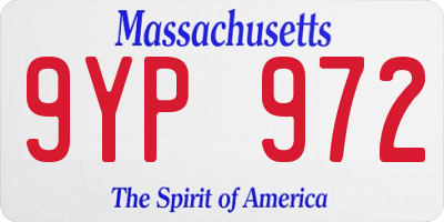 MA license plate 9YP972