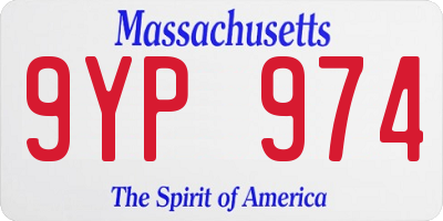 MA license plate 9YP974