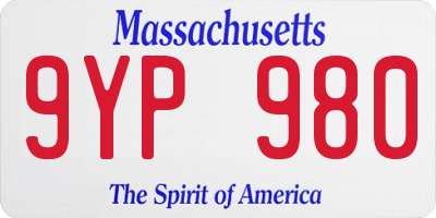 MA license plate 9YP980