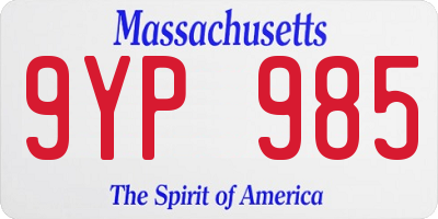 MA license plate 9YP985