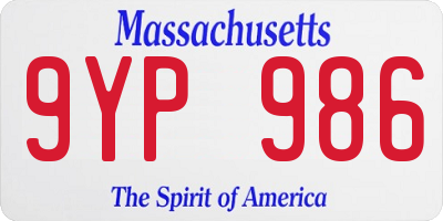 MA license plate 9YP986