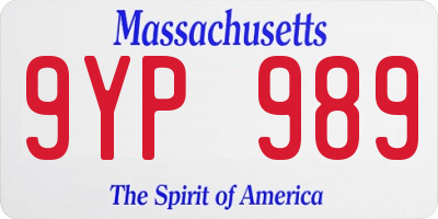 MA license plate 9YP989