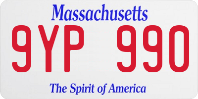 MA license plate 9YP990