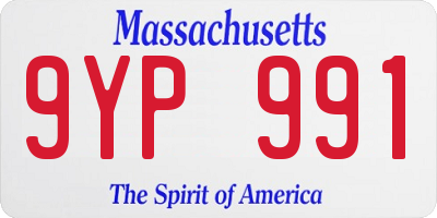 MA license plate 9YP991