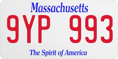 MA license plate 9YP993