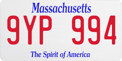 MA license plate 9YP994
