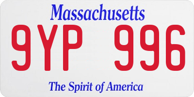 MA license plate 9YP996