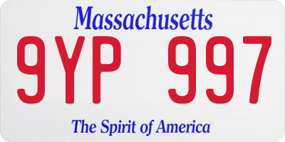 MA license plate 9YP997