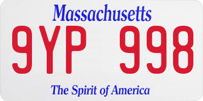 MA license plate 9YP998