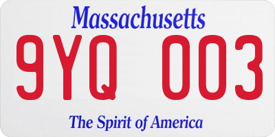 MA license plate 9YQ003