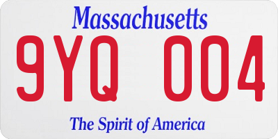 MA license plate 9YQ004