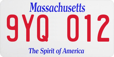 MA license plate 9YQ012